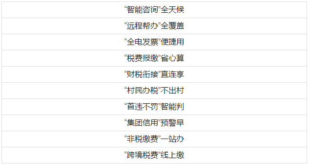 十項智慧稅務(wù)先鋒成果
